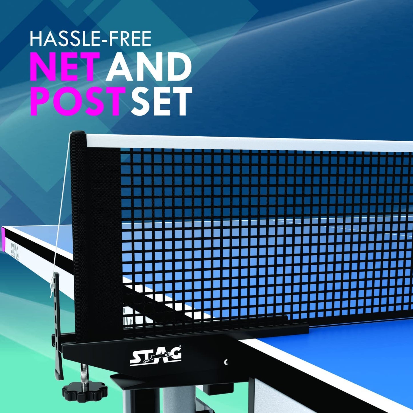 STAG GLOBAL Active 19 Table Tennis Table (2025 Model) With 2 Racket, 6 Balls, Clamp Net, 1 Cover