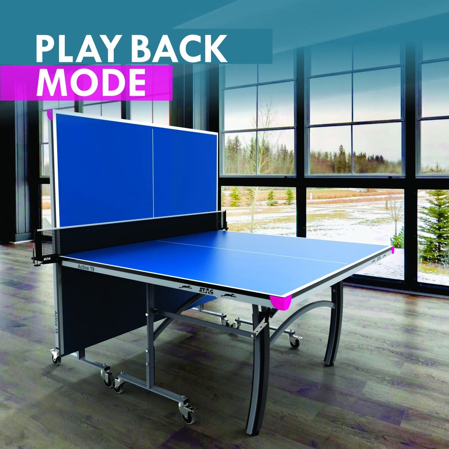 STAG GLOBAL Active 19 Table Tennis Table (2025 Model) With 2 Racket, 6 Balls, Clamp Net, 1 Cover