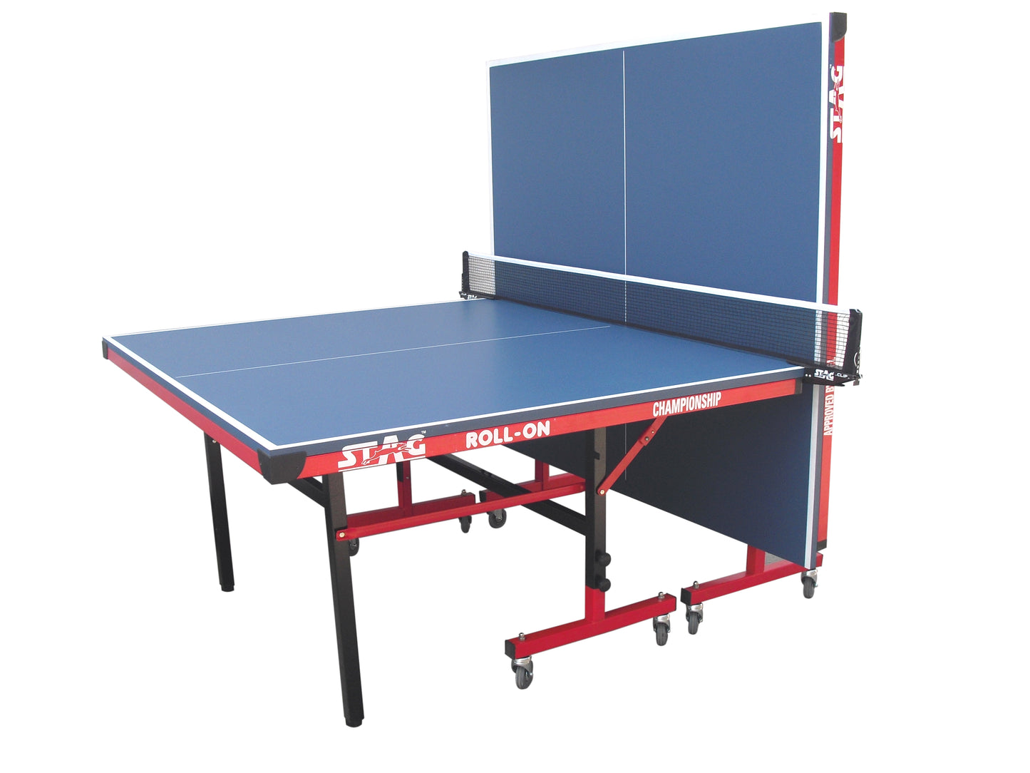 STAG GLOBAL Championship Roll-On TT Table – 22mm Top Thickness with 2 TT Rackets, 6 Balls, 1 Table Cover & Clamp Net