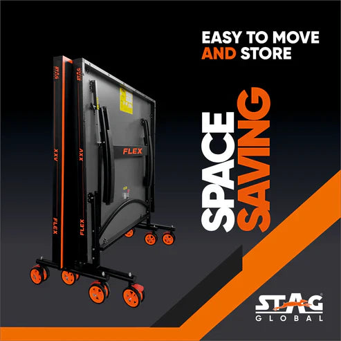 STAG GLOBAL Flex Series TT Table | Thickness 16 mm with 2 TT Rackets, 6 Balls, 1 Table Cover & Clamp Net