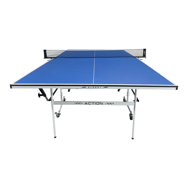 STAG GLOBAL Action Table Tennis Table Blue Top ,Thickness 16 mm with 1 Table Cover, 2 TT Rackets, 6 Balls, 1 Clamp Net