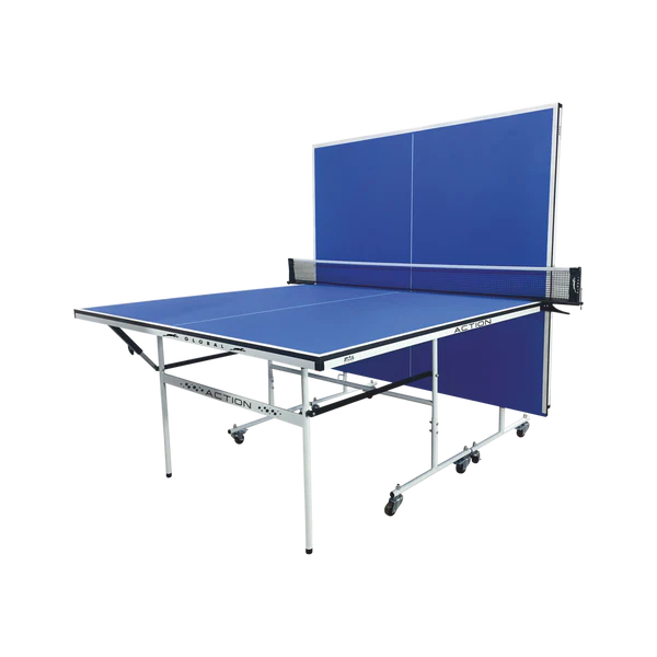 STAG GLOBAL Action Table Tennis Table Blue Top ,Thickness 16 mm with 1 Table Cover, 2 TT Rackets, 6 Balls, 1 Clamp Net