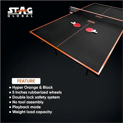 STAG GLOBAL Flex Series TT Table | Thickness 16 mm with 2 TT Rackets, 6 Balls, 1 Table Cover & Clamp Net